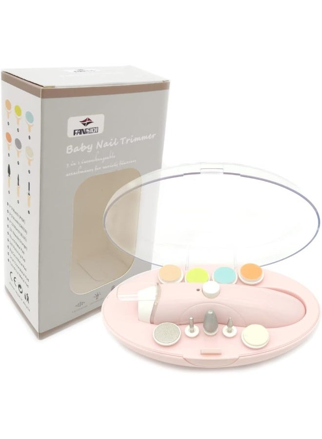 FANSIDI Rechargeable Baby Nail File, Fansidi Electric Baby Nail Trimmer for Newborn Infant or Toddler Toenail and Fingernail - Girls and Boys Accessory - Extra Replacement Pads Included (Pink) - Image 1